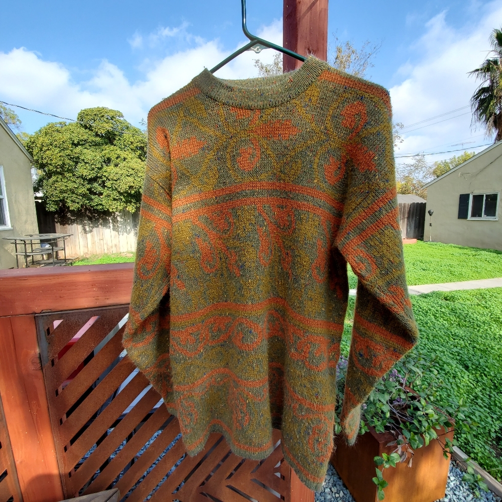 Vintage Patterned Pullover Sweater By Crocodile S… - image 1